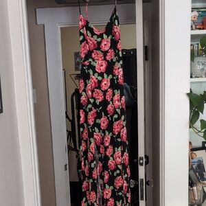 Floral Maxi Dress with Pink Roses